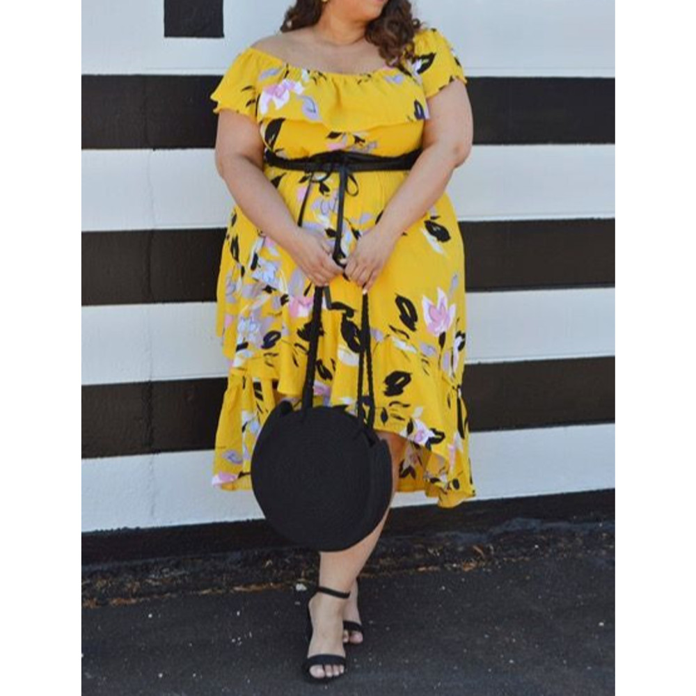 Lane Bryant Off Shoulder Ruffle Midi Dress Plus Size 22/24 Wedding Bridal Shower - Picture 10 of 16